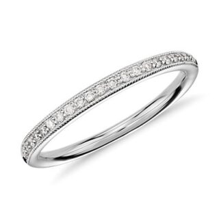 Riviera Pave Heirloom Diamond Ring in 14k White Gold (1/8 ct. tw.)