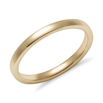 Low Dome Comfort Fit Wedding Ring in 14k Yellow Gold (2mm)
