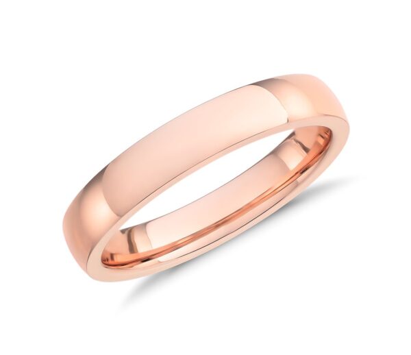Low Dome Comfort Fit Wedding Ring in 14k Rose Gold (4mm)