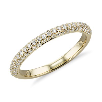 Trio Micropave Diamond Wedding Ring in 18k Yellow Gold (1/3 ct. tw.)