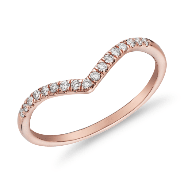 Diamond Chevron Stackable Fashion Ring in 14k Rose Gold (1/10 ct. tw.)