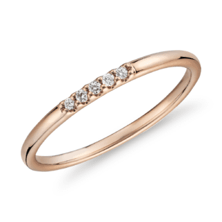 Ultra Mini Diamond Pave Stackable Fashion Ring in 14k Rose Gold