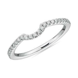 Curved Pave Diamond Wedding Ring in 14k White Gold (1/6 ct. tw.)