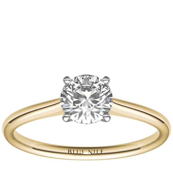 3/4 Carat Petite Solitaire Engagement Ring in 18k Yellow Gold (I/SI2) Ready-to-Ship
