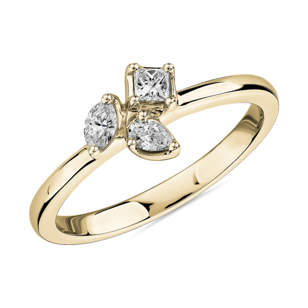 Mixed Shape Diamond Cluster Fashion Ring in 14k Yellow Gold (1/4 ct. tw.)