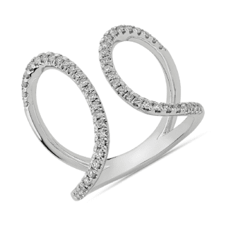 Asymmetrical Split Arc Diamond Fashion Ring in 14k White Gold (1/3 ct. tw.)