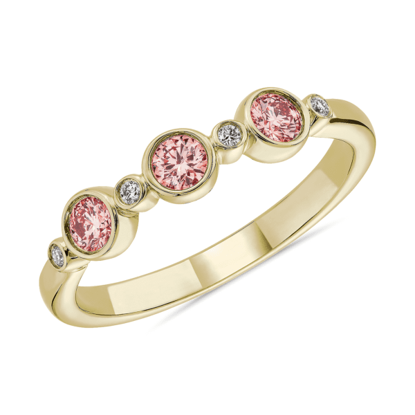 LIGHTBOX Lab-Grown Pink Diamond Round Stackable Ring in 14k Yellow Gold (1/3 ct. tw.)