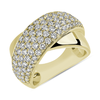 Diamond Crossover Fashion Ring in 14k Yellow Gold (1 1/2 ct. tw.)