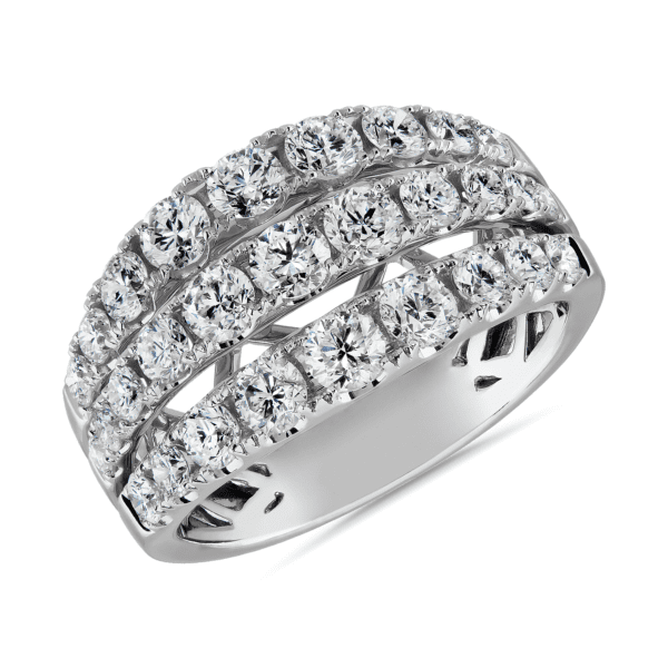 Three Row Graduated Diamond Fashion Ring in 14k White Gold (2 1/4 ct. tw.)