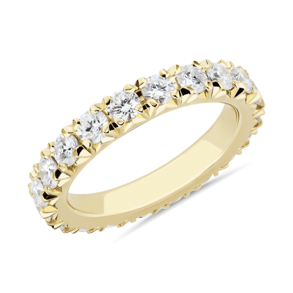 French Pave Diamond Eternity Band in 14k Yellow Gold (2 ct. tw.)