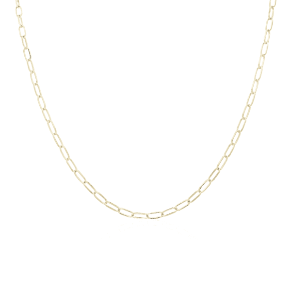18" Small Paperclip Chain in Solid 14k Yellow Gold (2.4 mm)