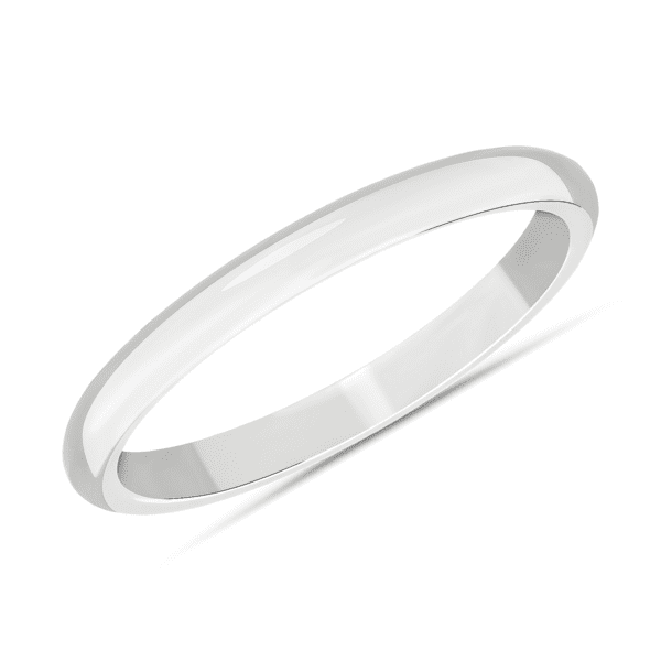Mid-weight Comfort Fit Wedding Band in 14k White Gold (2mm)