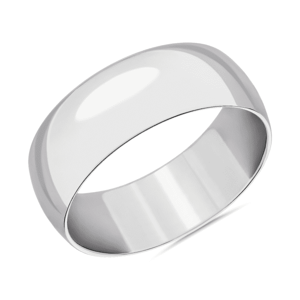 Mid-weight Comfort Fit Wedding Band in 14k White Gold (8mm)