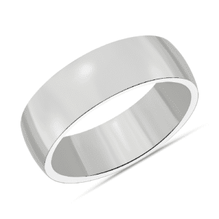 Low Dome Comfort Fit Wedding Ring in 14k White Gold (7mm)