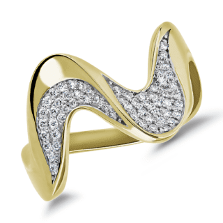 Diamond Wave Fashion Ring in 14k Yellow Gold (1/5 ct. tw.)