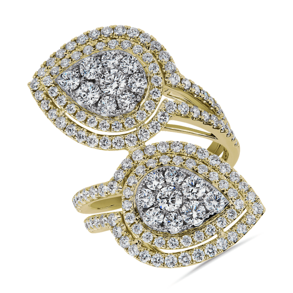 Diamond Statement Crossover Two-Tone Ring in 14k Yellow & White Gold (2 3/4 ct. tw.)