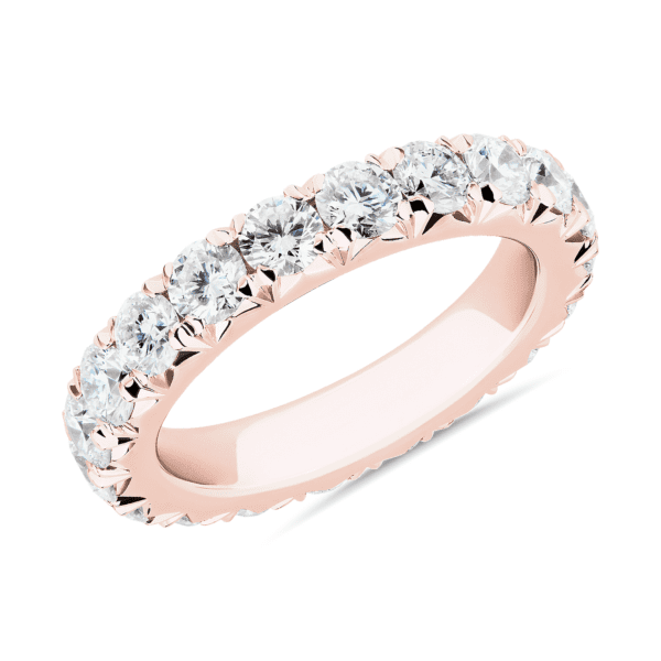 French Pave Diamond Eternity Band in 14k Rose Gold (3 ct. tw.)