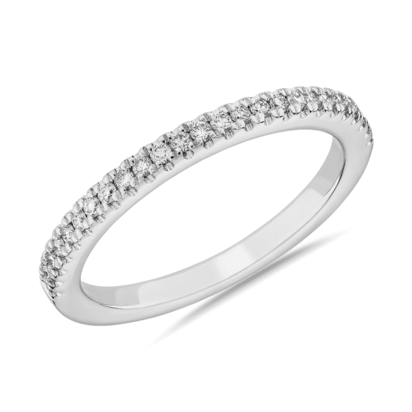 Pave Matching Diamond Wedding Ring in 14k White Gold (1/8 ct. tw.)