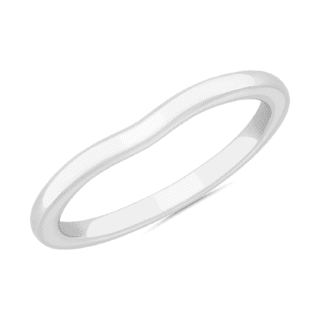 Plain Curved Matching Wedding Band in 18k White Gold