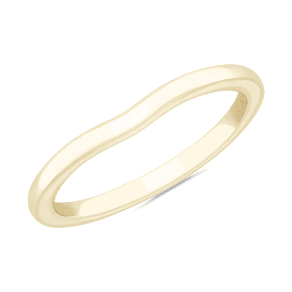 Plain Curved Matching Wedding Band in 18k Yellow Gold