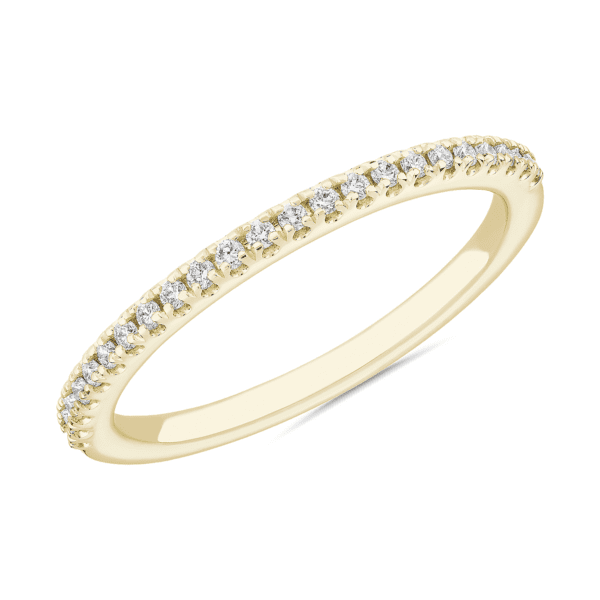 Petite Micropave Matching Diamond Wedding Ring in 14k Yellow Gold (1/8 ct. tw.)