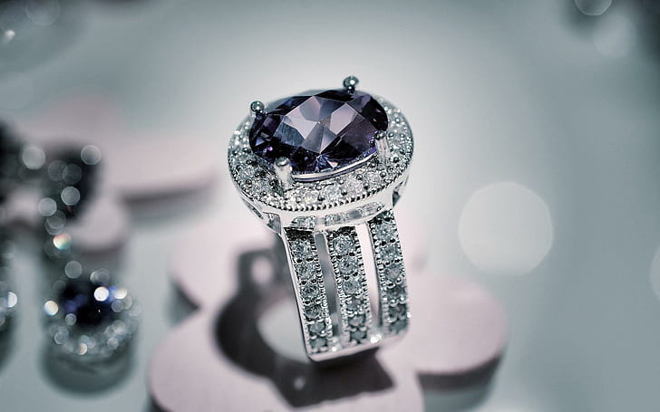 engagement diamond ring silver and white diamond embellished black gemstone wedding ring wallpaper preview