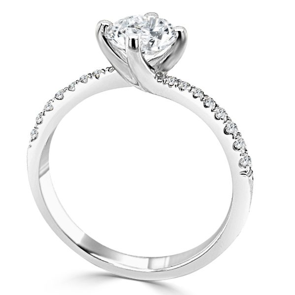 Snadra Diamond Shoulder Engagement ring standing white e1601469227500